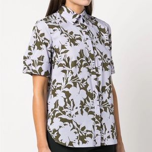 NWT Adam Lippes Floral Print Short Sleeve Button Down Shirt - M